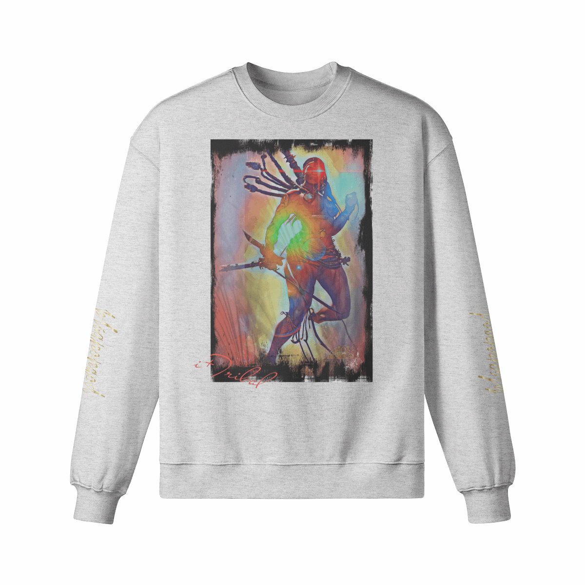 Art Designed Tribal Heavy Crewneck Sweatshirt Collection Stylish Streetwear 100% combed cotton (Cream)