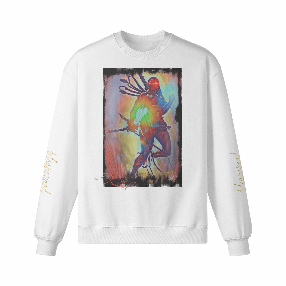 Art Designed Tribal Heavy Crewneck Sweatshirt Collection Stylish Streetwear 100% combed cotton (Cream)