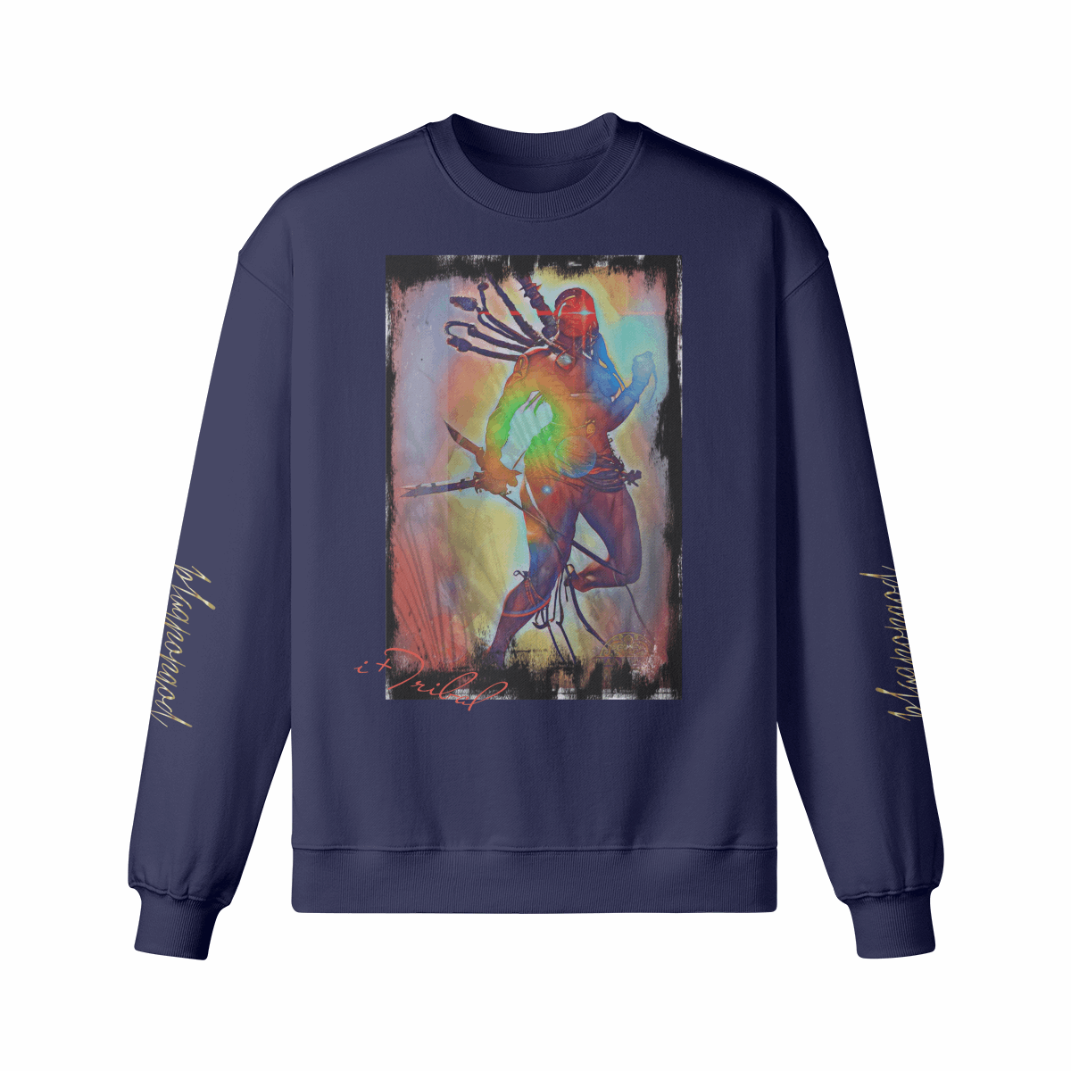 Art Designed Tribal Heavy Crewneck Sweatshirt Collection Stylish Streetwear 100% combed cotton (Cream)