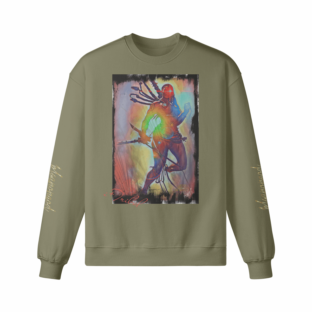 Art Designed Tribal Heavy Crewneck Sweatshirt Collection Stylish Streetwear 100% combed cotton (Cream)