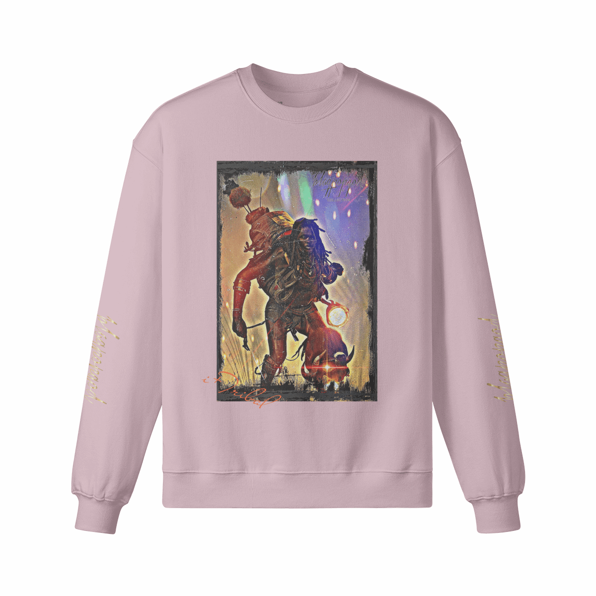 Art Designed Tribal Heavy Crewneck Sweatshirt Collection Stylish Streetwear 100% combed cotton (Black)