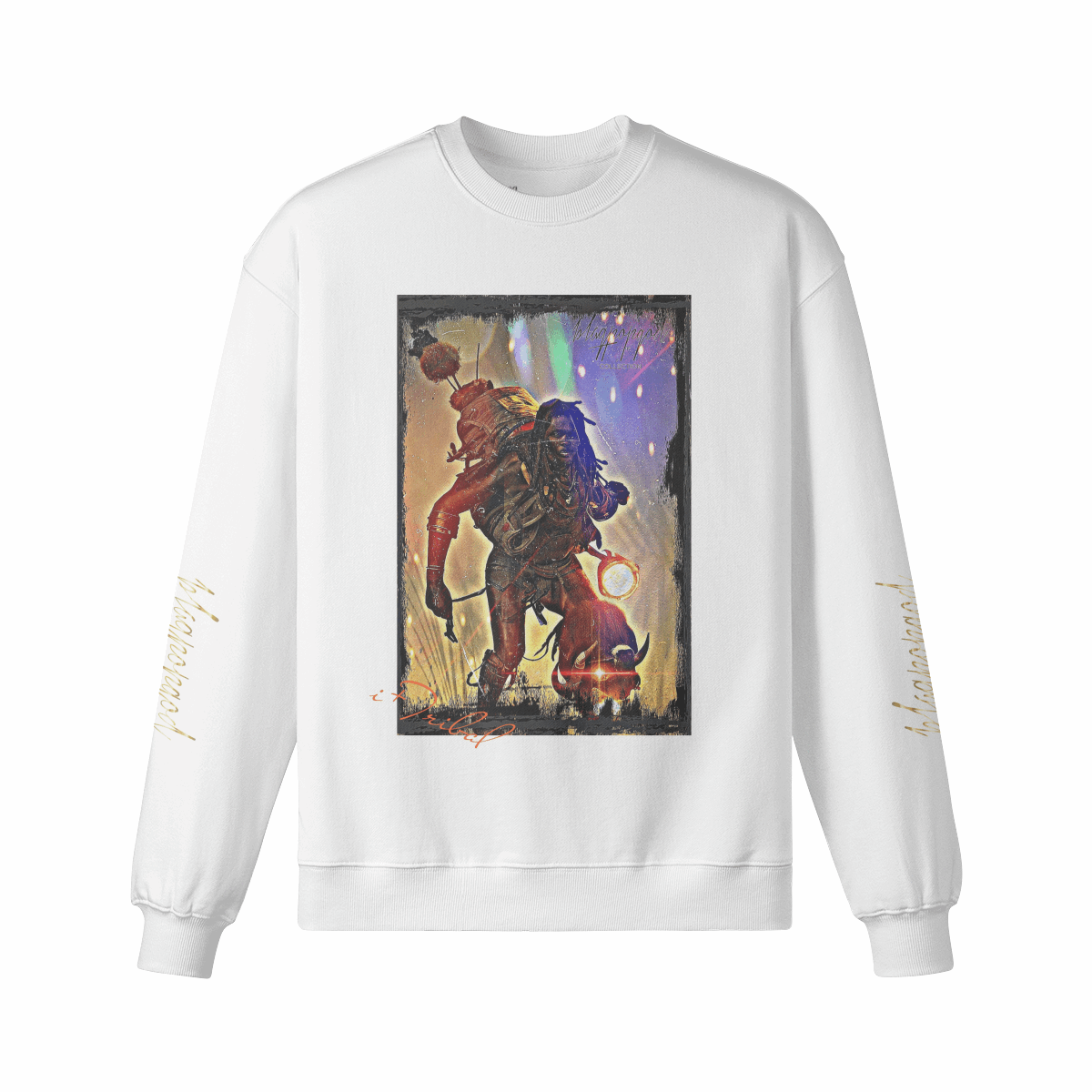 Art Designed Tribal Heavy Crewneck Sweatshirt Collection Stylish Streetwear 100% combed cotton (Black)