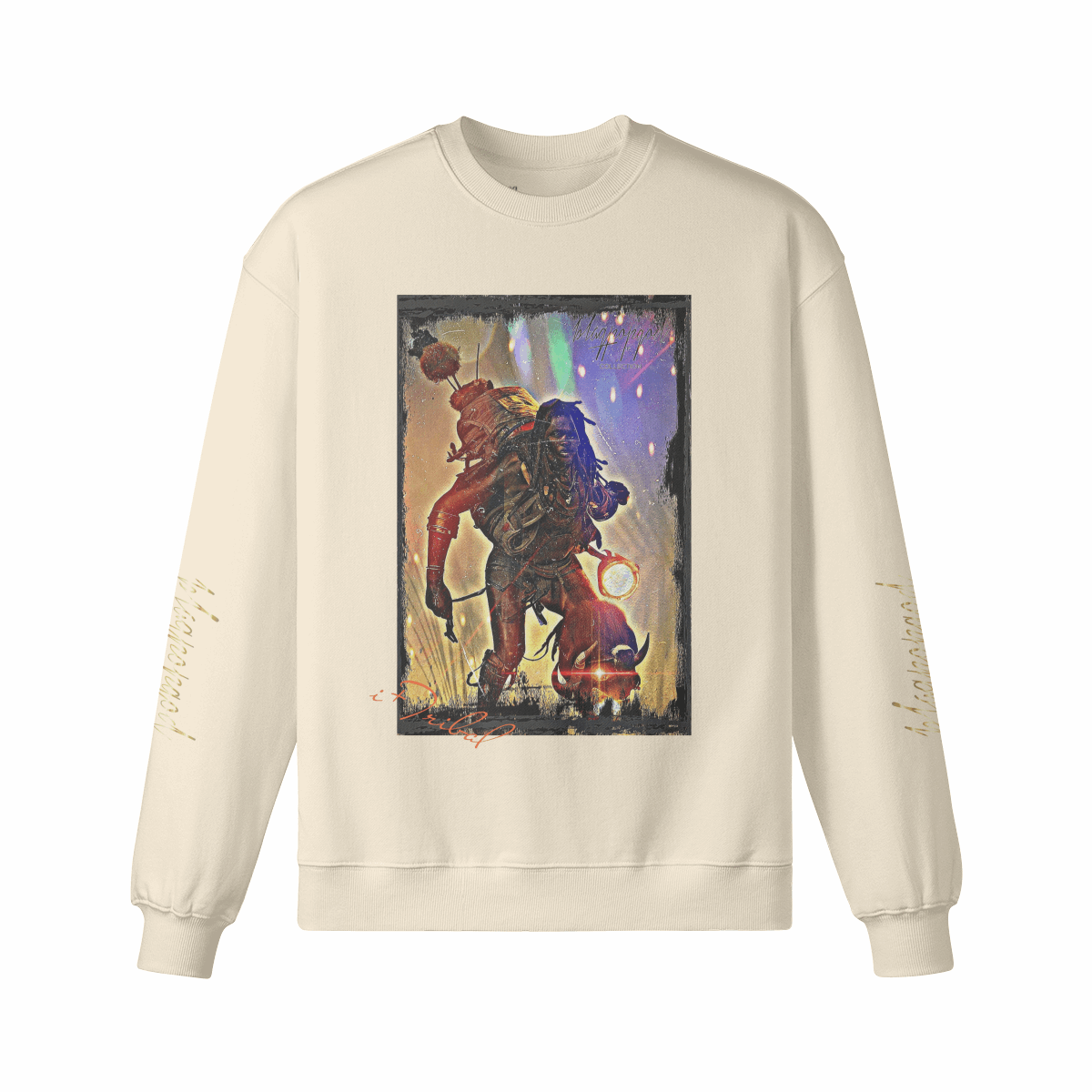 Art Designed Tribal Heavy Crewneck Sweatshirt Collection Stylish Streetwear 100% combed cotton (Black)
