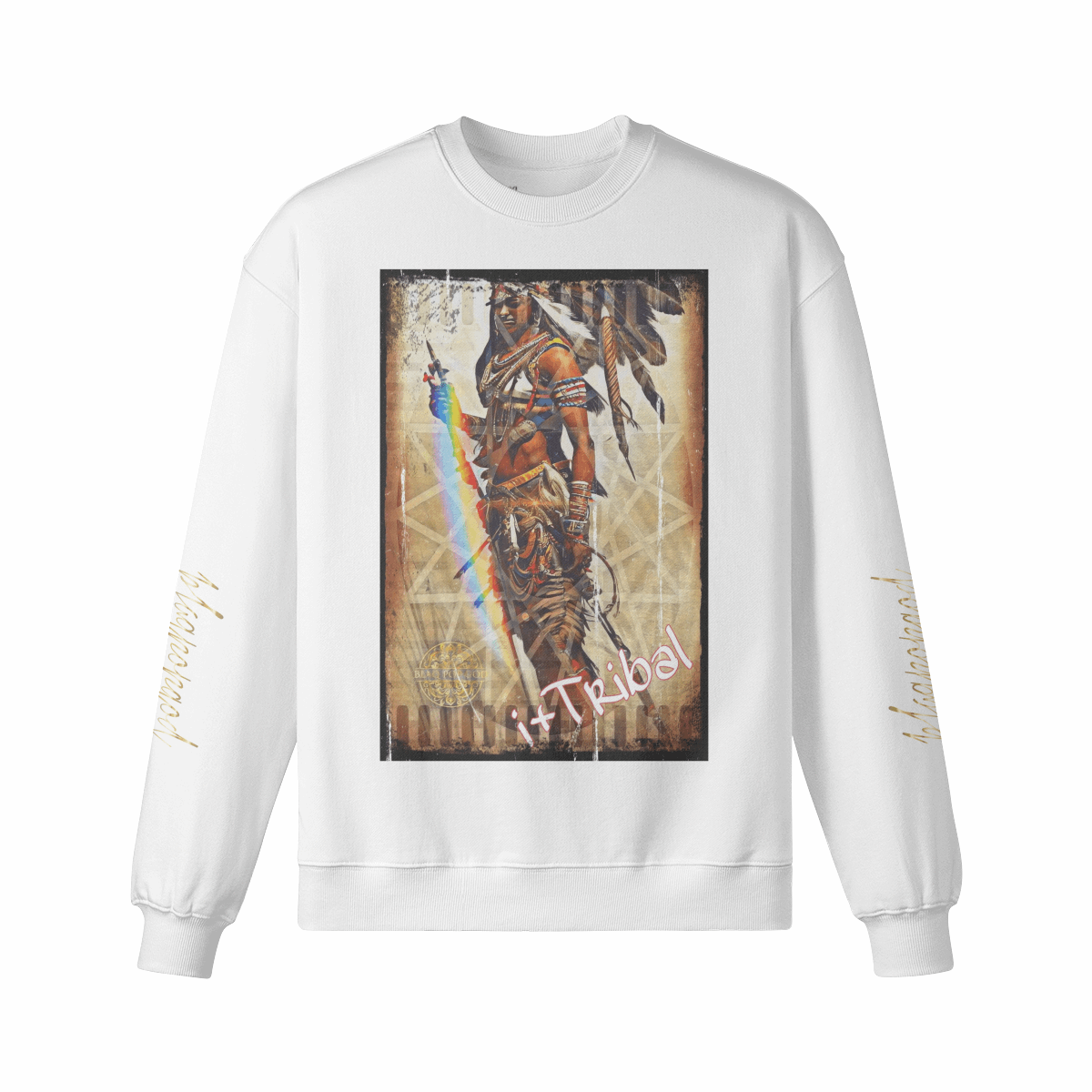 Art Designed Tribal Heavy Crewneck Sweatshirt (Gray)