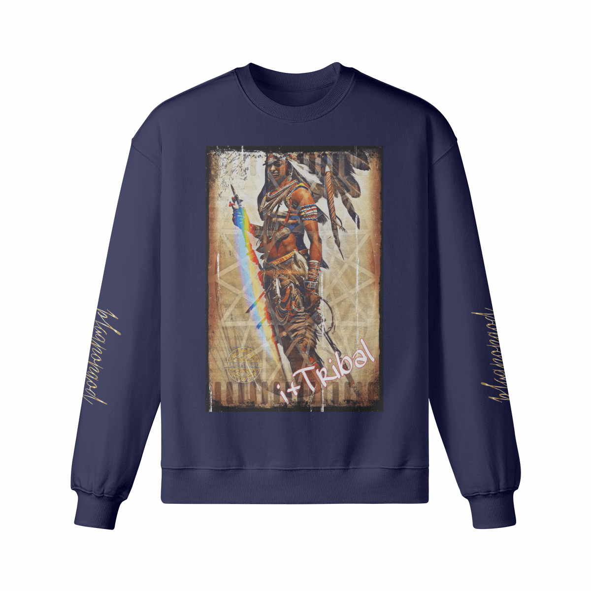 Art Designed Tribal Heavy Crewneck Sweatshirt (Gray)