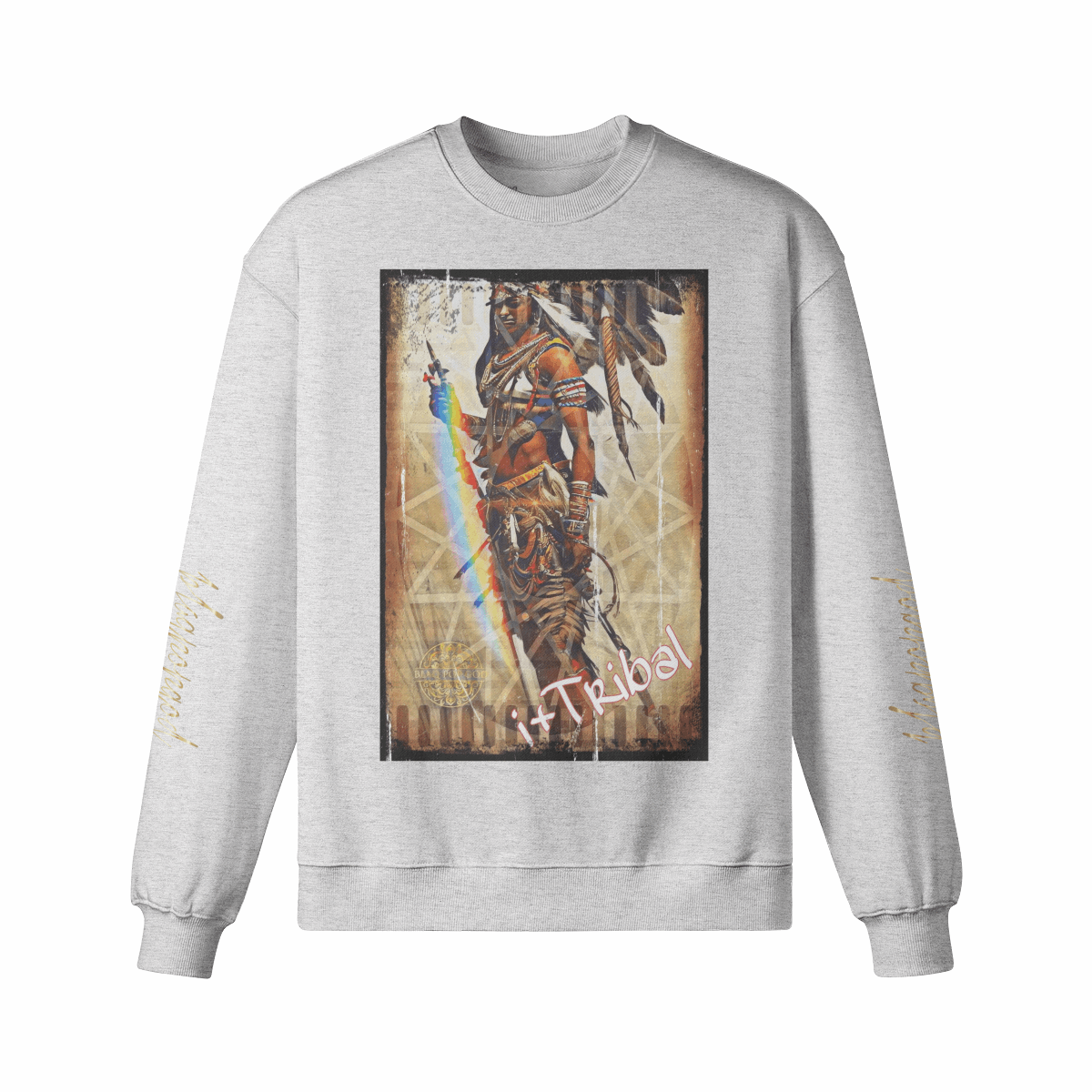 Art Designed Tribal Heavy Crewneck Sweatshirt (Gray)