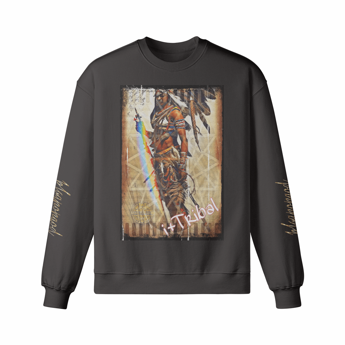 Art Designed Tribal Heavy Crewneck Sweatshirt (Gray)