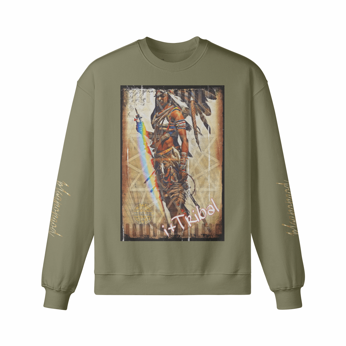 Art Designed Tribal Heavy Crewneck Sweatshirt (Gray)