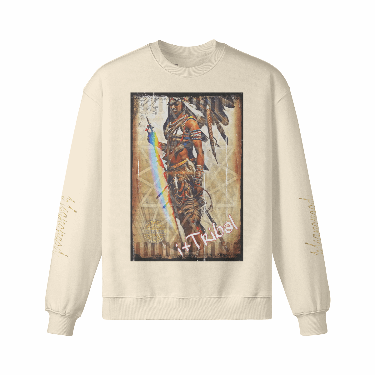 Art Designed Tribal Heavy Crewneck Sweatshirt (Gray)