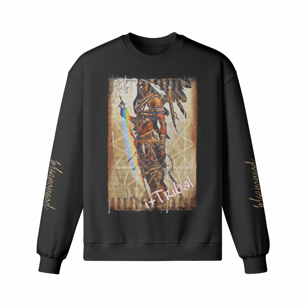 Art Designed Tribal Heavy Crewneck Sweatshirt (Gray)