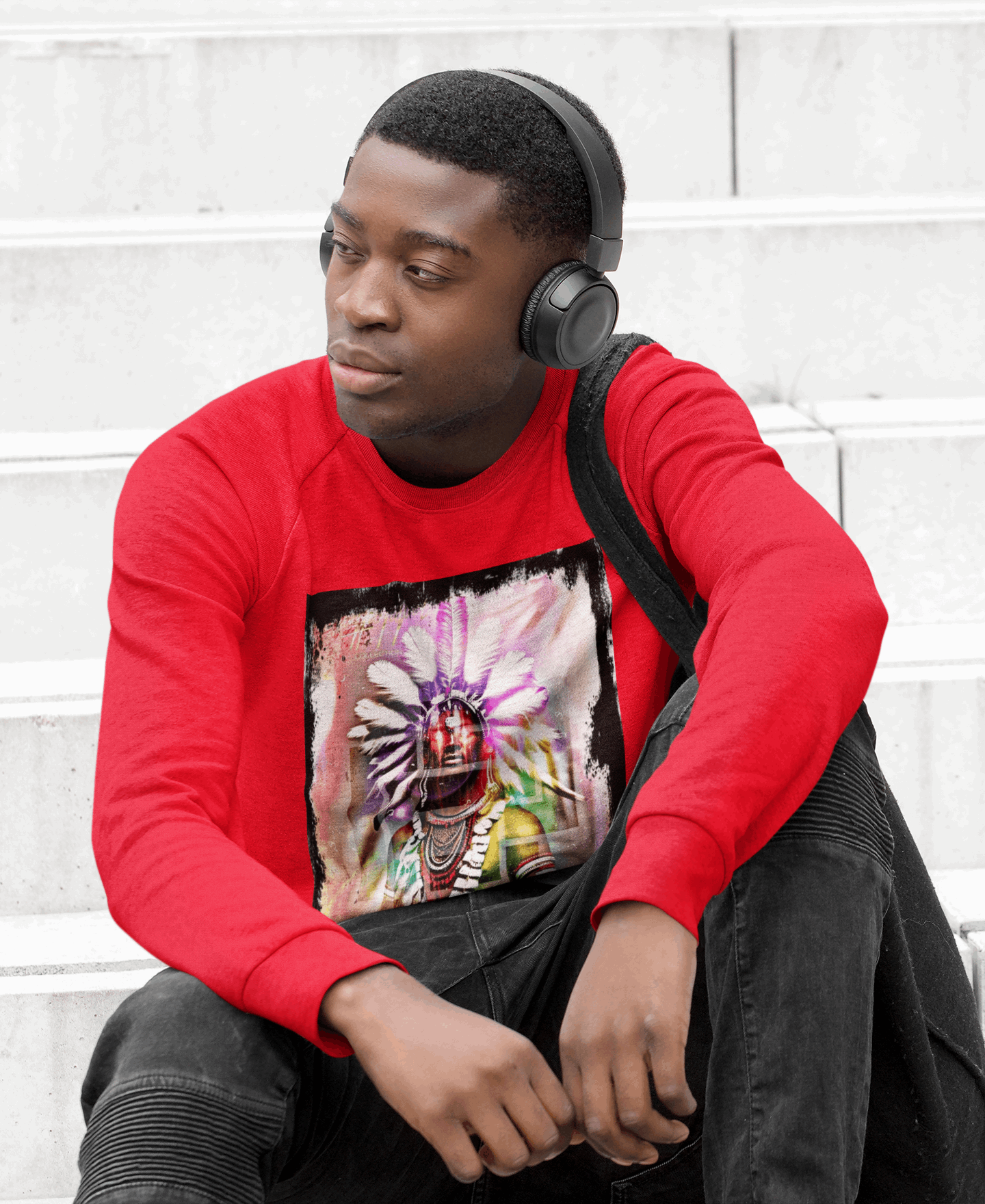 Art Designed Tribal Heavy Crewneck Sweatshirt (Red)