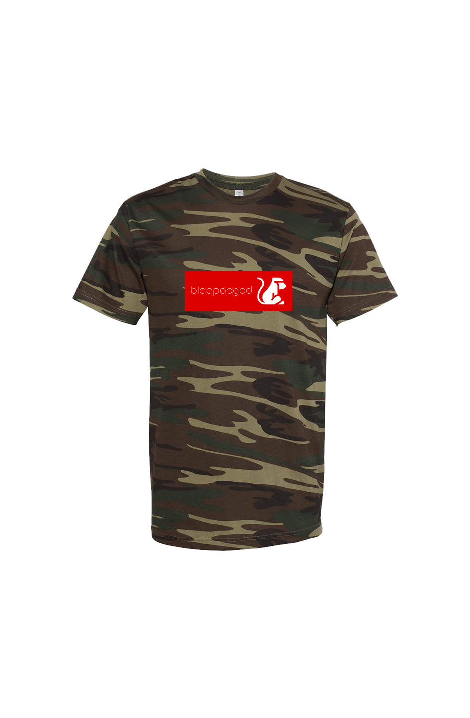 Classic blaqpopgod brand streetwear cotton blend camouflage pattern green woodland camo tee