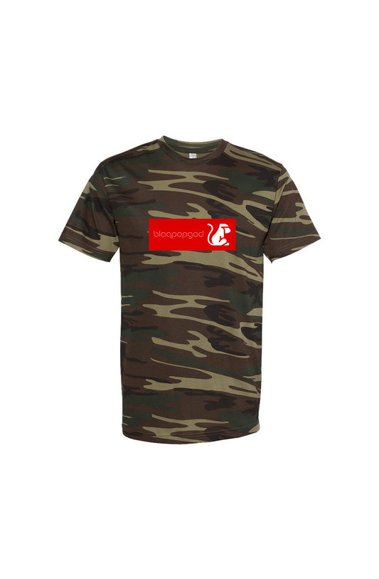 Classic blaqpopgod brand streetwear cotton blend camouflage pattern green woodland camo tee