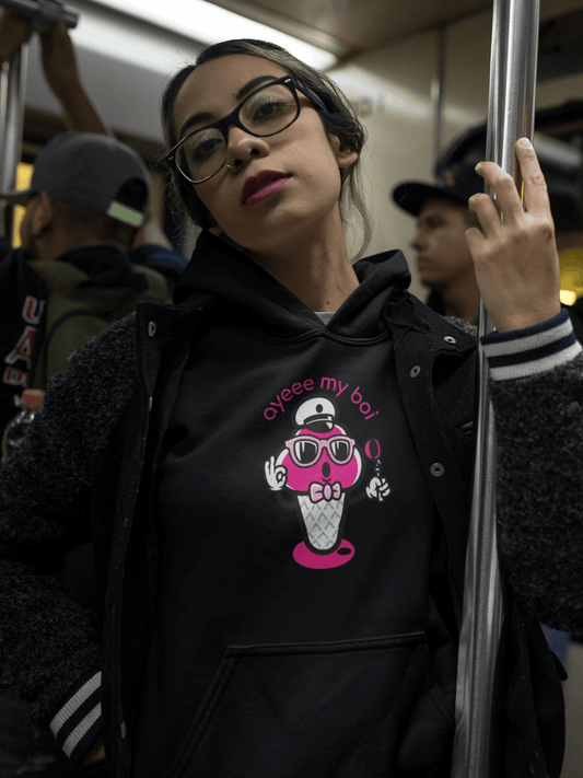 Street Hoodie (ICE CREAM) Sweatshirt Draw String (Black)