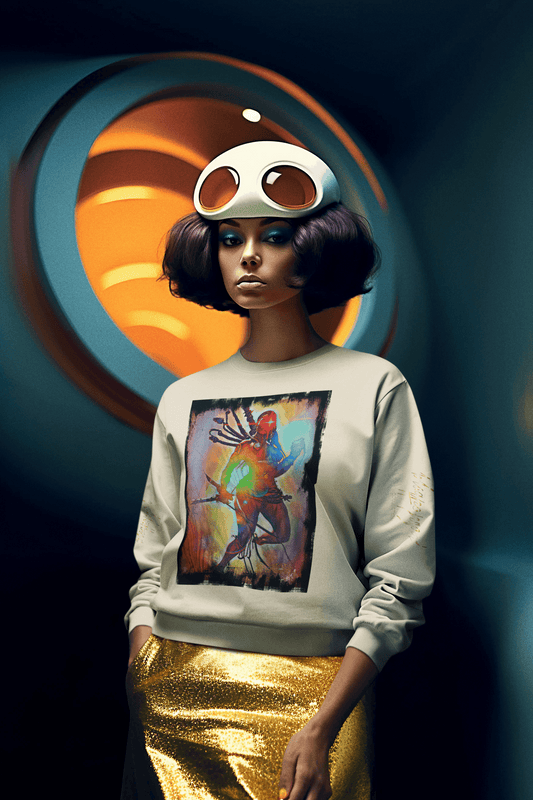 Art Designed Tribal Heavy Crewneck Sweatshirt Collection Stylish Streetwear 100% combed cotton (Cream)