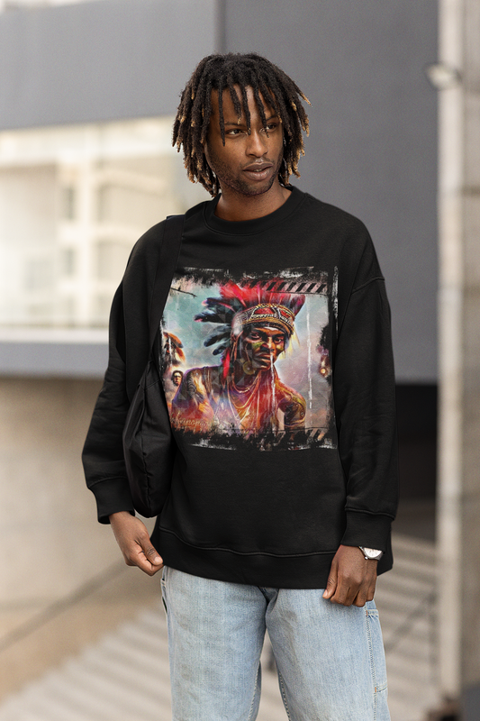 Art Designed Tribal Heavy Crewneck Sweatshirt  (Black)