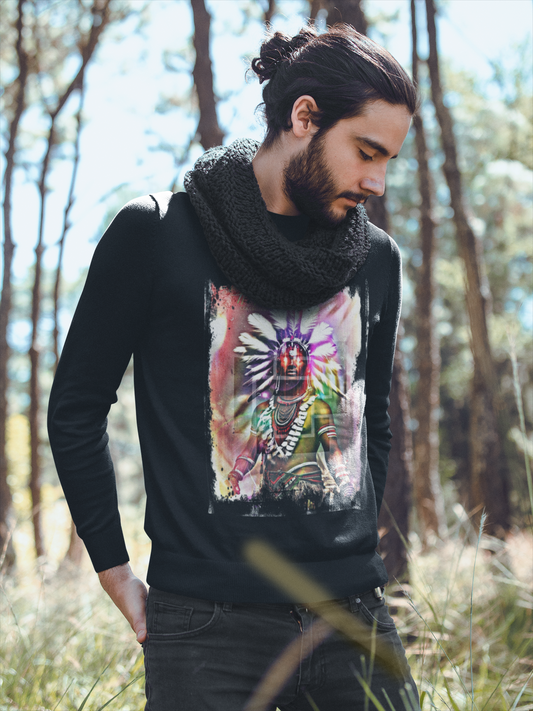 Art Designed Tribal Heavy Crewneck Sweatshirt  (Black)
