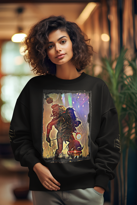 Art Designed Tribal Heavy Crewneck Sweatshirt Collection Stylish Streetwear 100% combed cotton (Black)