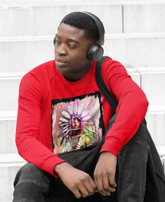 Art Designed Tribal Heavy Crewneck Sweatshirt  (Red)