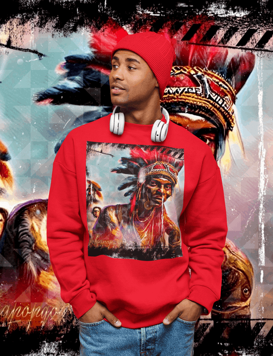 Art Designed Tribal Heavy Crewneck Sweatshirt  (Red)